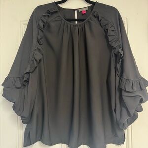 Vince Camuto Black Ruffle Sleeve Blouse